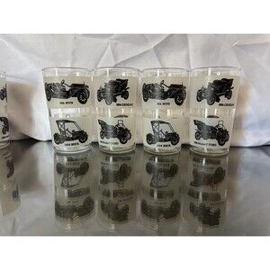 4 Anchor Hocking Automobile Tumbler Glassware Barware 50’s 60’s